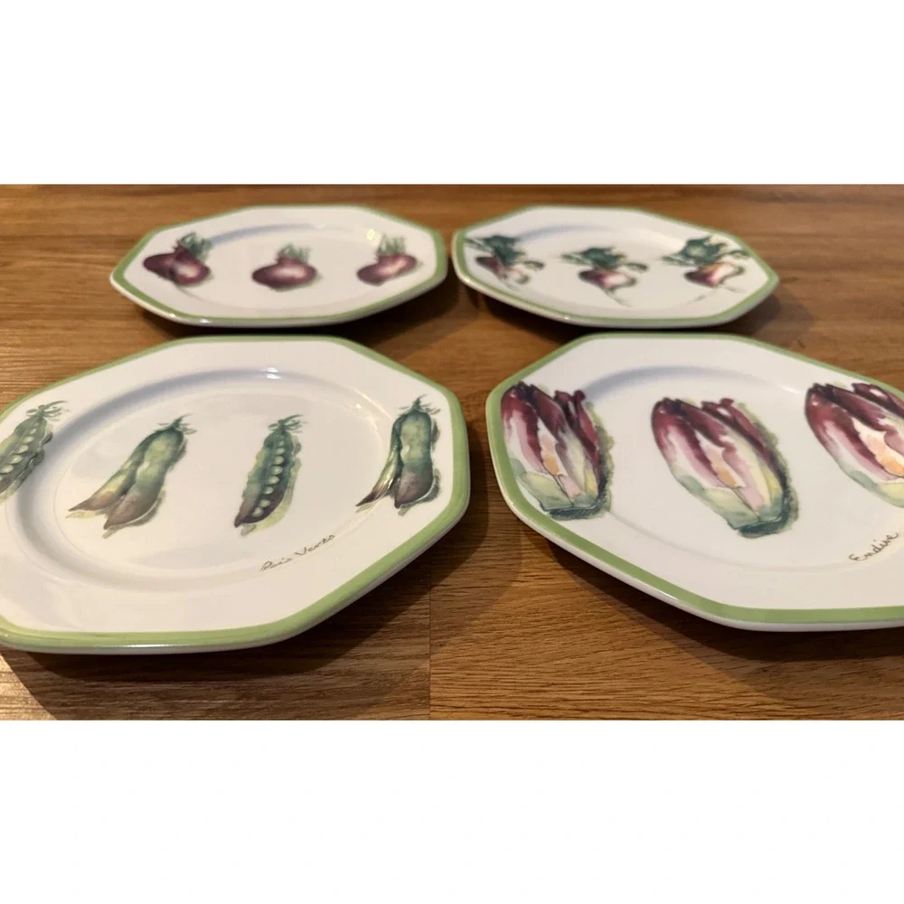 🥬 Williams-Sonoma Vegetable Garden Salad Plates – Set of 4 – 8.25